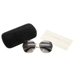 Very Good Condition GUCCI Gucci Sunglasses Eyewear GG0818SA 001 Size 63□17-140 Gold Gray GP Metal Plastic Used 4a000288