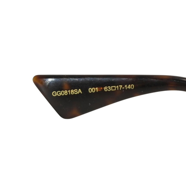 Very Good Condition GUCCI Gucci Sunglasses Eyewear GG0818SA 001 Size 63□17-140 Gold Gray GP Metal Plastic Used 4a000288
