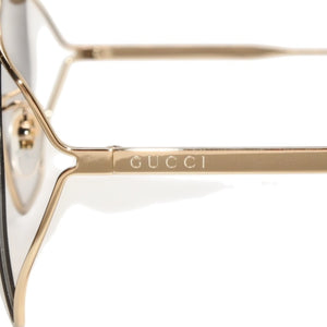 Very Good Condition GUCCI Gucci Sunglasses Eyewear GG0818SA 001 Size 63□17-140 Gold Gray GP Metal Plastic Used 4a000288