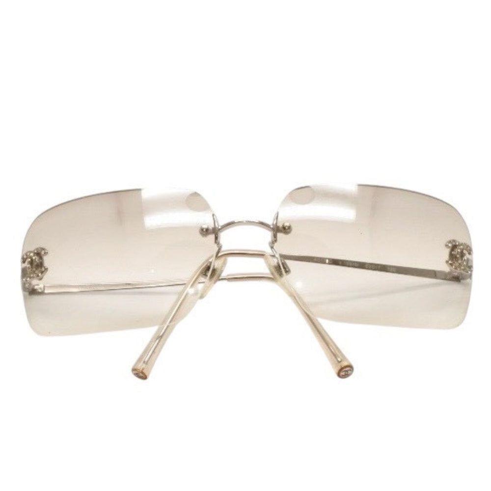 CHANEL シャネル リムレス サングラス アイウェア 4017-D c.159/6I サイズ62□17 120 ココマーク ラインストーン 美品 中古 4a000301