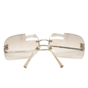 CHANEL シャネル リムレス サングラス アイウェア 4017-D c.159/6I サイズ62□17 120 ココマーク ラインストーン 美品 中古 4a000301