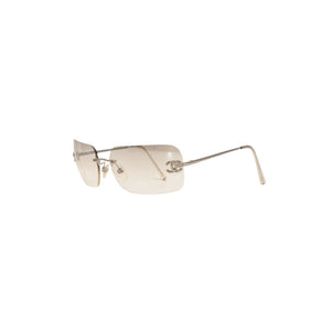 CHANEL シャネル リムレス サングラス アイウェア 4017-D c.159/6I サイズ62□17 120 ココマーク ラインストーン 美品 中古 4a000301