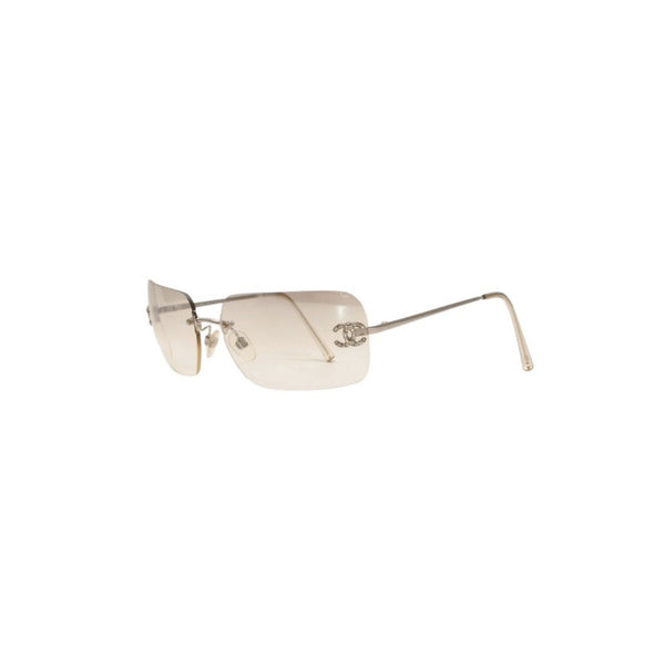 CHANEL シャネル リムレス サングラス アイウェア 4017-D c.159/6I サイズ62□17 120 ココマーク ラインストーン 美品 中古 4a000301