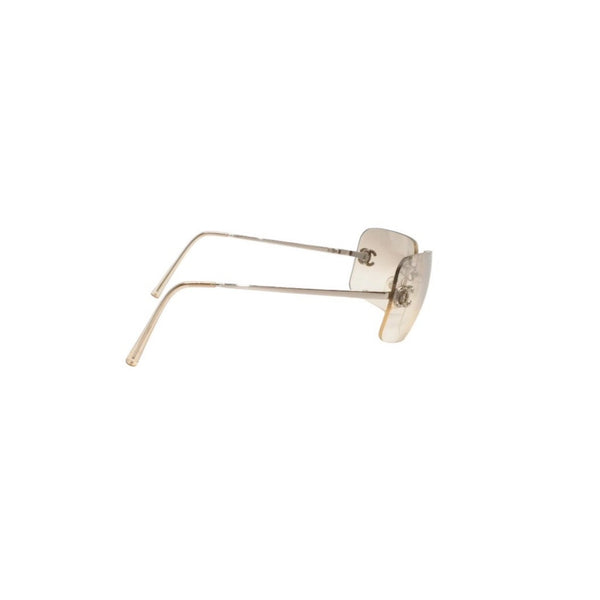 CHANEL シャネル リムレス サングラス アイウェア 4017-D c.159/6I サイズ62□17 120 ココマーク ラインストーン 美品 中古 4a000301