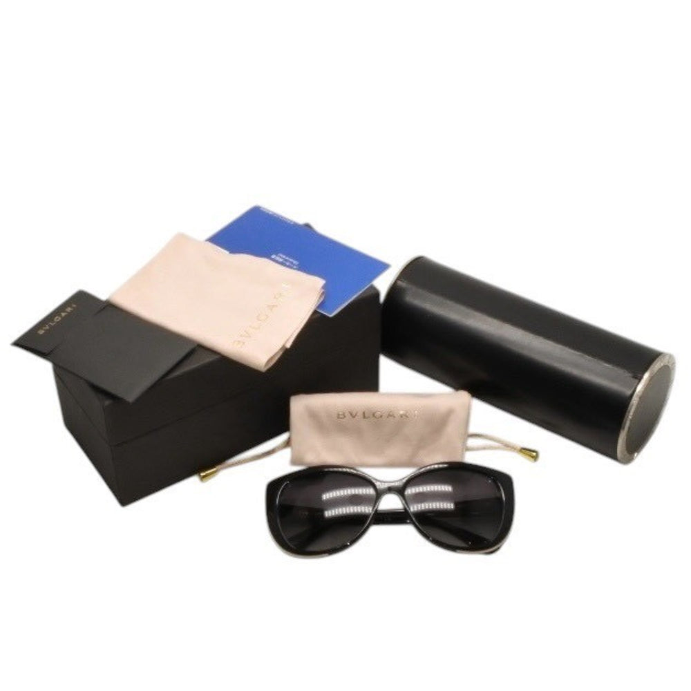 極美品 BVLGARI ブルガリ サングラス アイウェア 8169-Q 901/8G サイズ57□15 135 ブラック ホワイト アセテート 中古 4a000282