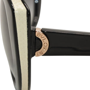 極美品 BVLGARI ブルガリ サングラス アイウェア 8169-Q 901/8G サイズ57□15 135 ブラック ホワイト アセテート 中古 4a000282