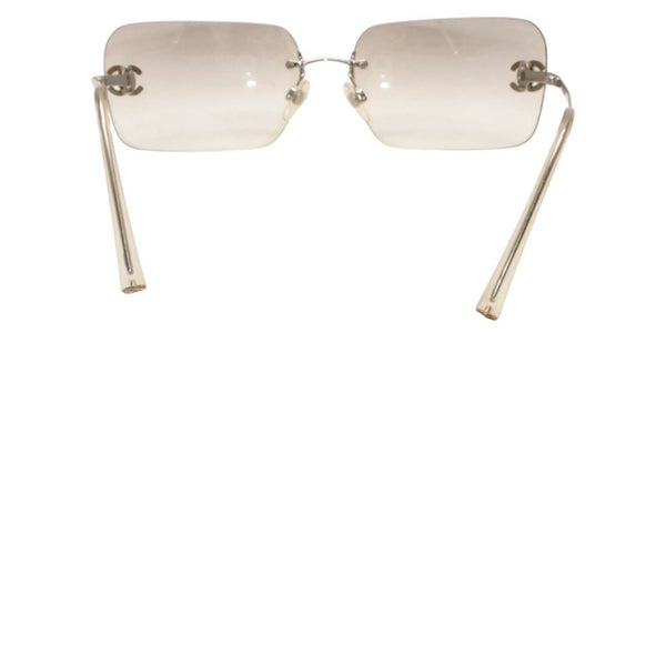 CHANEL シャネル リムレス サングラス アイウェア 4017-D c.159/6I サイズ62□17 120 ココマーク ラインストーン 美品 中古 4a000301