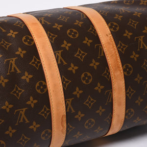 LOUIS VUITTON Monogram Keepall 45 Boston Bag M41428 PVC Tanned Leather Brown Gold Hardware Good Condition Used 4a000235