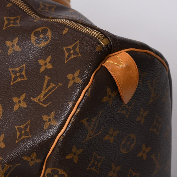 LOUIS VUITTON Monogram Keepall 45 Boston Bag M41428 PVC Tanned Leather Brown Gold Hardware Good Condition Used 4a000235