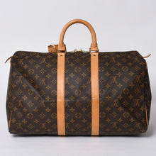 画像をギャラリービューアに読み込む, LOUIS VUITTON ルイヴィトン モノグラム キーポル45 ボストンバッグ M41428 PVC ヌメ革 ブラウン ゴールド金具 美品 中古 4a000237