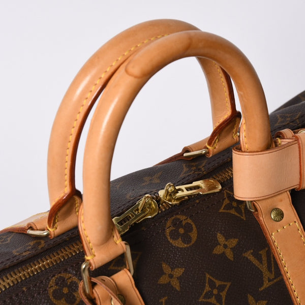 LOUIS VUITTON ルイヴィトン モノグラム キーポル45 ボストンバッグ M41428 PVC ヌメ革 ブラウン ゴールド金具 美品 中古 4a000237