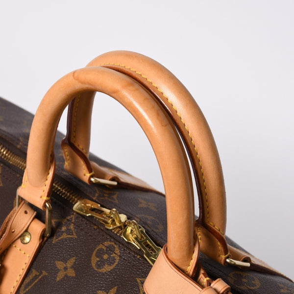 LOUIS VUITTON ルイヴィトン モノグラム キーポル45 ボストンバッグ M41428 PVC ヌメ革 ブラウン ゴールド金具 美品 中古 4a000237