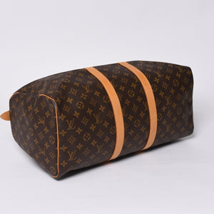 LOUIS VUITTON ルイヴィトン モノグラム キーポル45 ボストンバッグ M41428 PVC ヌメ革 ブラウン ゴールド金具 美品 中古 4a000237