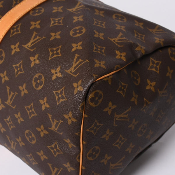LOUIS VUITTON ルイヴィトン モノグラム キーポル45 ボストンバッグ M41428 PVC ヌメ革 ブラウン ゴールド金具 美品 中古 4a000237
