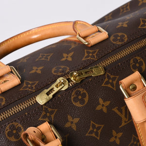 LOUIS VUITTON ルイヴィトン モノグラム キーポル45 ボストンバッグ M41428 PVC ヌメ革 ブラウン ゴールド金具 美品 中古 4a000237
