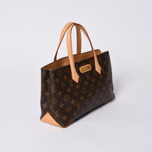 Very Good Condition LOUIS VUITTON Wilshire PM Handbag M45643 Monogram Canvas Brown Used 4a000257