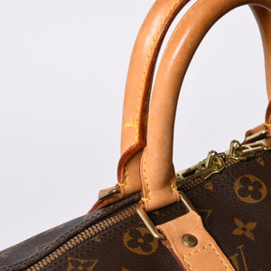 LOUIS VUITTON Monogram Keepall 45 Boston Bag M41428 PVC Tanned Leather Brown Gold Hardware Good Condition Used 4a000235