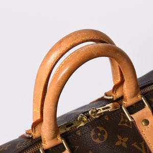 LOUIS VUITTON Monogram Keepall 45 Boston Bag M41428 PVC Tanned Leather Brown Gold Hardware Good Condition Used 4a000235