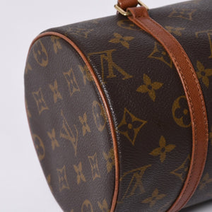 LOUIS VUITTON Papillon 26 Handbag Monogram M51366 Cylindrical Monogram Canvas Brown Good Condition Used 4a000247