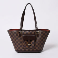 極美品 LOUIS VUITTON ルイヴィトン ハンドバッグ N51121 マノスクPM ダミエ ブラウン ゴールド金具 中古 4a000276