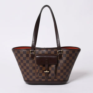 極美品 LOUIS VUITTON ルイヴィトン ハンドバッグ N51121 マノスクPM ダミエ ブラウン ゴールド金具 中古 4a000276