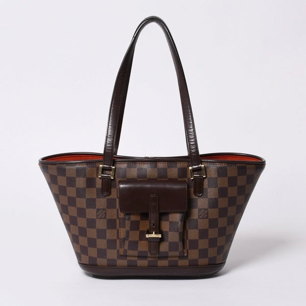 極美品 LOUIS VUITTON ルイヴィトン ハンドバッグ N51121 マノスクPM ダミエ ブラウン ゴールド金具 中古 4a000276