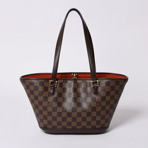 極美品 LOUIS VUITTON ルイヴィトン ハンドバッグ N51121 マノスクPM ダミエ ブラウン ゴールド金具 中古 4a000276