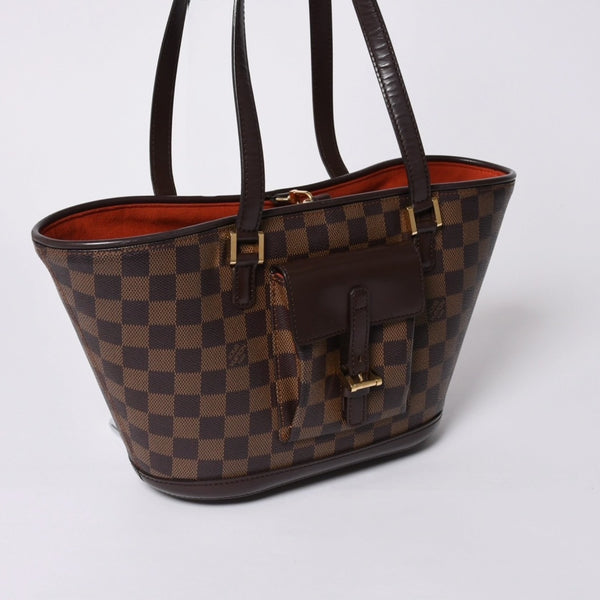 極美品 LOUIS VUITTON ルイヴィトン ハンドバッグ N51121 マノスクPM ダミエ ブラウン ゴールド金具 中古 4a000276
