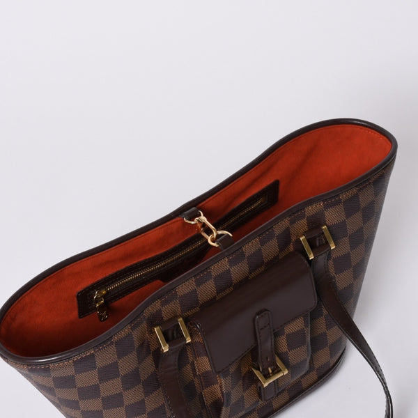 極美品 LOUIS VUITTON ルイヴィトン ハンドバッグ N51121 マノスクPM ダミエ ブラウン ゴールド金具 中古 4a000276