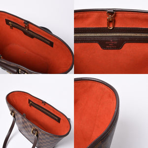 極美品 LOUIS VUITTON ルイヴィトン ハンドバッグ N51121 マノスクPM ダミエ ブラウン ゴールド金具 中古 4a000276
