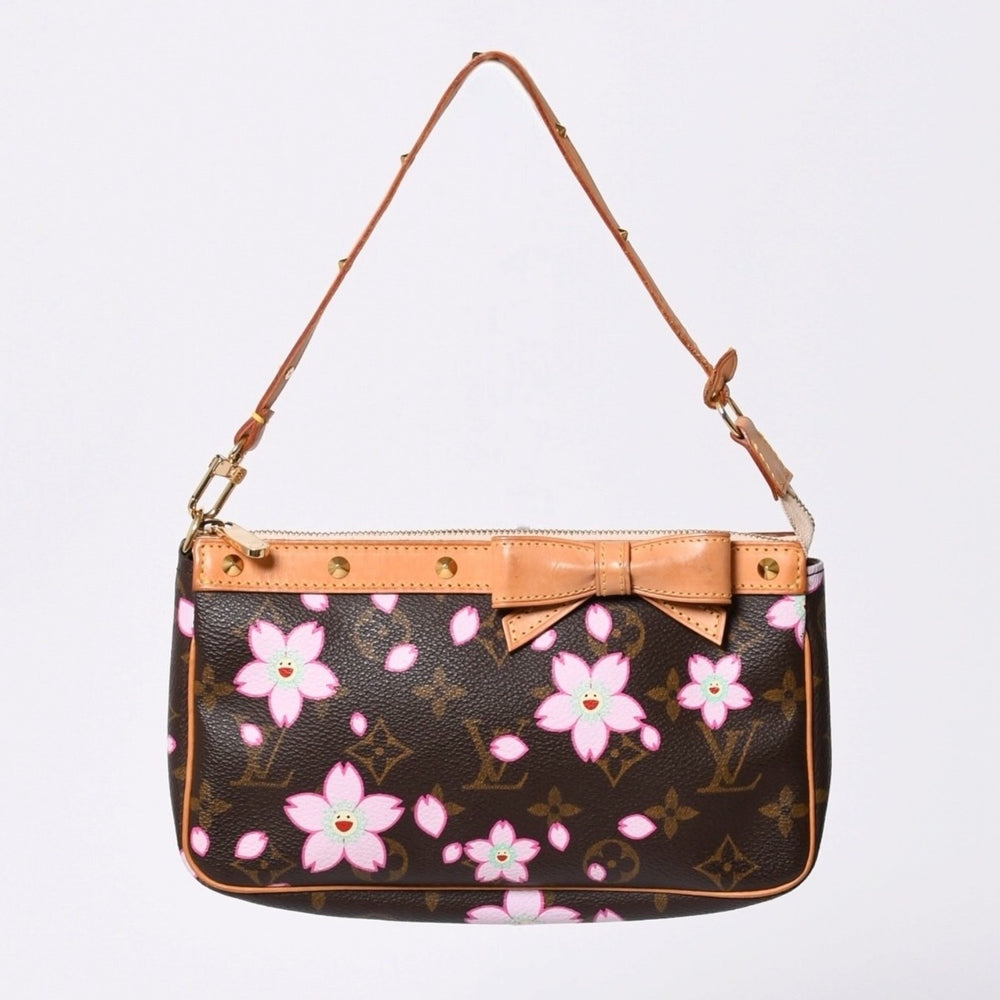 Very Good Condition LOUISVUITTON Louis Vuitton Pochette Accessory Pouch M92006 Monogram Cherry Blossom Takashi Murakami Used 4a000354