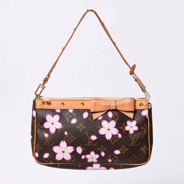 極美品 LOUISVUITTON ルイヴィトン ポシェット アクセソワール アクセサリーポーチ M92006 モノグラム チェリーブロッサム 村上隆 中古 4a000354