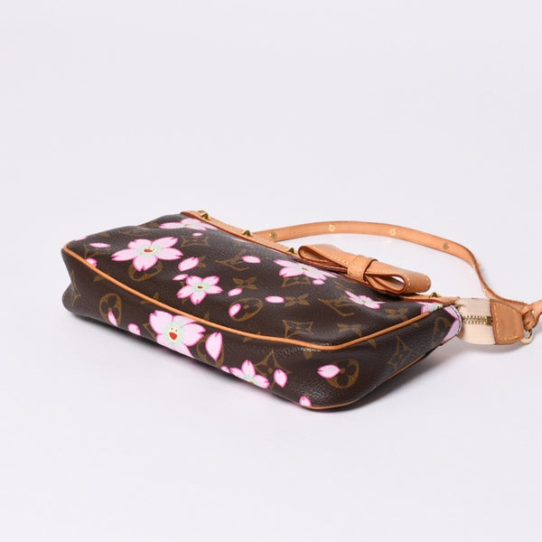 極美品 LOUISVUITTON ルイヴィトン ポシェット アクセソワール アクセサリーポーチ M92006 モノグラム チェリーブロッサム 村上隆 中古 4a000354
