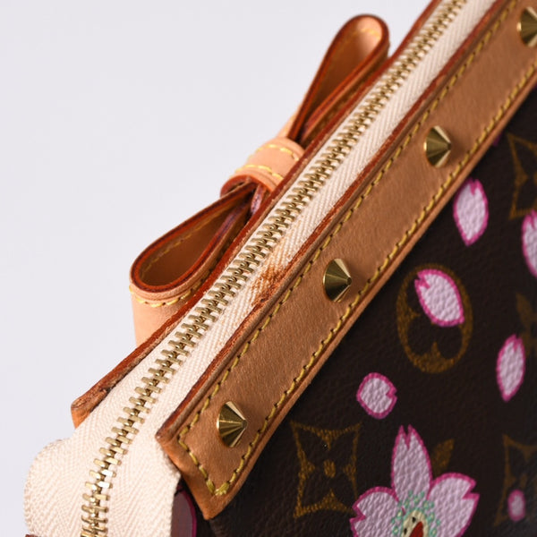 極美品 LOUISVUITTON ルイヴィトン ポシェット アクセソワール アクセサリーポーチ M92006 モノグラム チェリーブロッサム 村上隆 中古 4a000354