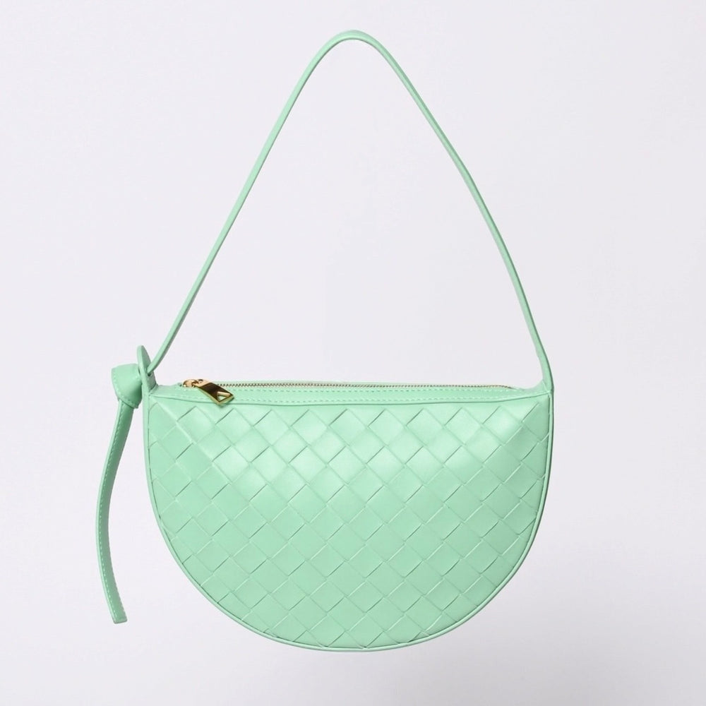 極美品 BOTTEGA VENETA ボッテガヴェネタ イントレチャート ワンショルダーバッグ レザー A00732338V グリーン ゴールド金具 中古 4a000055