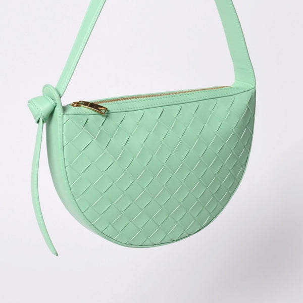 極美品 BOTTEGA VENETA ボッテガヴェネタ イントレチャート ワンショルダーバッグ レザー A00732338V グリーン ゴールド金具 中古 4a000055