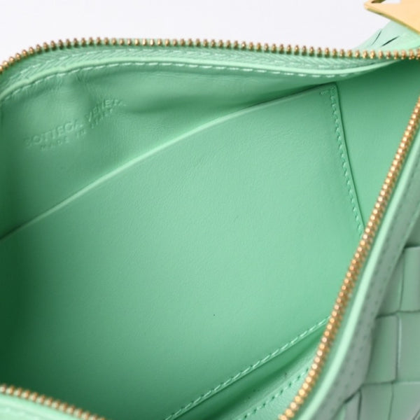 極美品 BOTTEGA VENETA ボッテガヴェネタ イントレチャート ワンショルダーバッグ レザー A00732338V グリーン ゴールド金具 中古 4a000055