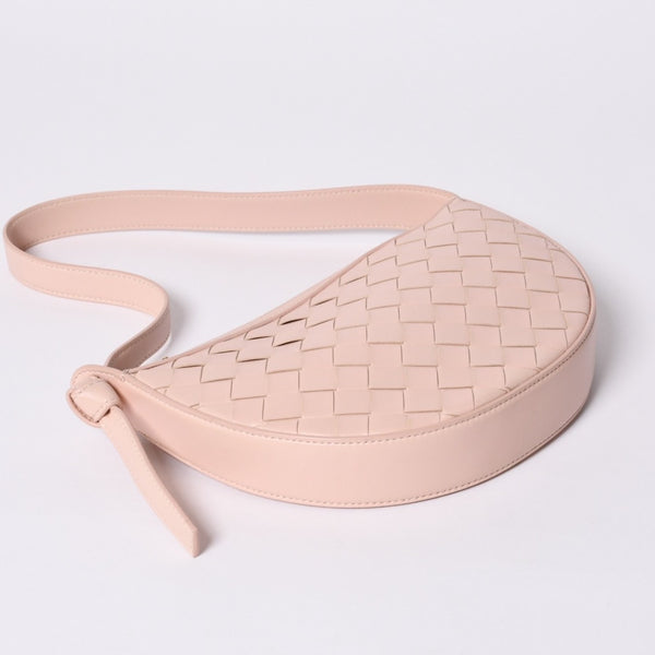 Very Good Condition BOTTEGA VENETA Intrecciato One Shoulder Bag Leather FF26830 WS26830 Salmon Pink Gold Hardware Used 4a000056