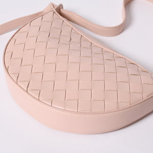 Very Good Condition BOTTEGA VENETA Intrecciato One Shoulder Bag Leather FF26830 WS26830 Salmon Pink Gold Hardware Used 4a000056