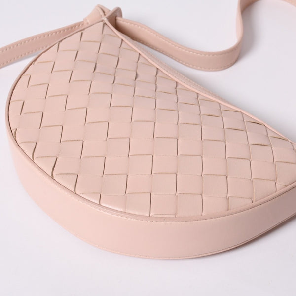 Very Good Condition BOTTEGA VENETA Intrecciato One Shoulder Bag Leather FF26830 WS26830 Salmon Pink Gold Hardware Used 4a000056
