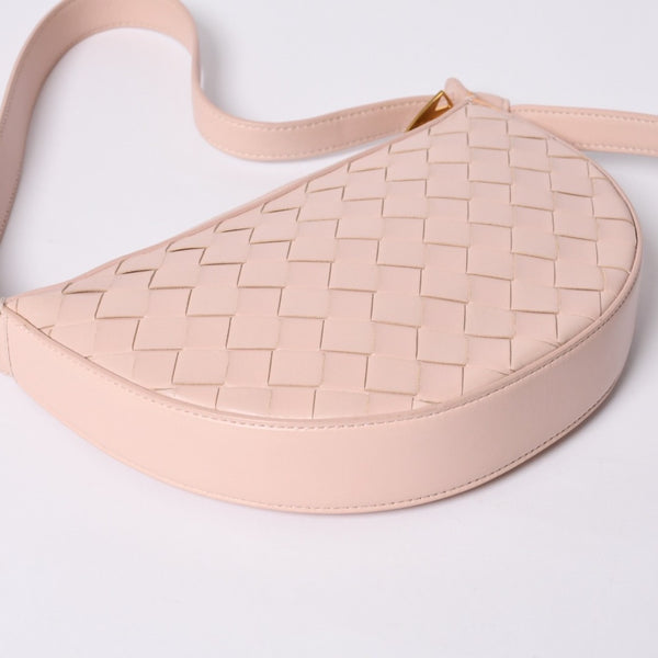 Very Good Condition BOTTEGA VENETA Intrecciato One Shoulder Bag Leather FF26830 WS26830 Salmon Pink Gold Hardware Used 4a000056
