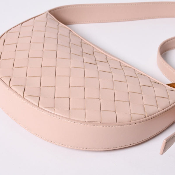 Very Good Condition BOTTEGA VENETA Intrecciato One Shoulder Bag Leather FF26830 WS26830 Salmon Pink Gold Hardware Used 4a000056