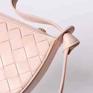 Very Good Condition BOTTEGA VENETA Intrecciato One Shoulder Bag Leather FF26830 WS26830 Salmon Pink Gold Hardware Used 4a000056