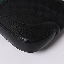 画像をギャラリービューアに読み込む, 極美品 GUCCI グッチ ホーボー ワンショルダーバッグ 130779 002058 GGキャンバス レザー ブラック レッド ゴールド金具 中古 4a000189