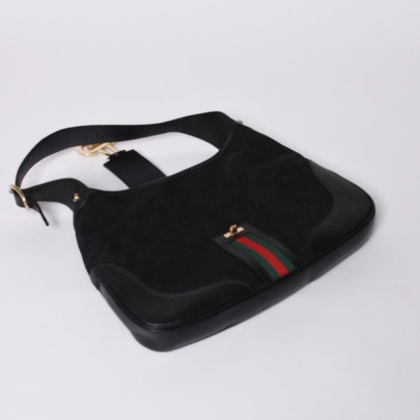 Very Good Condition GUCCI Gucci Hobo One Shoulder Bag 130779 002058 GG Canvas Leather Black Red Gold Hardware Used 4a000189