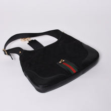 画像をギャラリービューアに読み込む, 極美品 GUCCI グッチ ホーボー ワンショルダーバッグ 130779 002058 GGキャンバス レザー ブラック レッド ゴールド金具 中古 4a000189