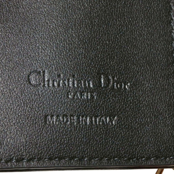 Christian Dior LADY DIOR Mini Wallet 33MA★0215 Fold Wallet Mini Wallet Black Cannage Lambskin Good Condition Used 4a000317