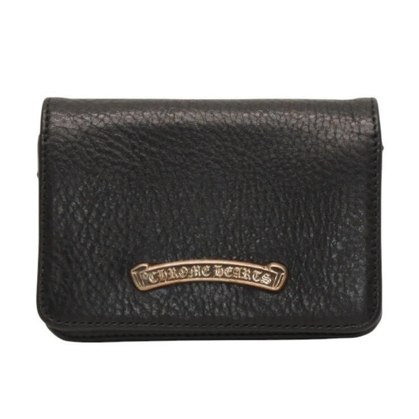 New and unused CHROME HEARTS Card Case Leather Leather Wallet Wallet Silver 925 Used 4a000949