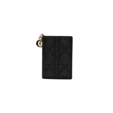 画像をギャラリービューアに読み込む, Christian Dior クリスチャンディオール LADY DIOR レディディオール ミニウォレット 33MA★0215 折り財布 ミニ財布 ブラック カナージュ ラムスキン 美品 中古 4a000317