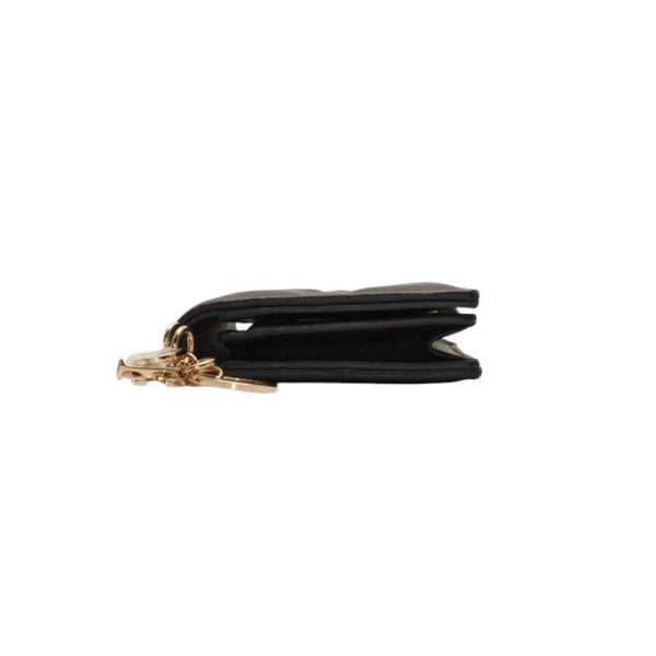 Christian Dior LADY DIOR Mini Wallet 33MA★0215 Fold Wallet Mini Wallet Black Cannage Lambskin Good Condition Used 4a000317